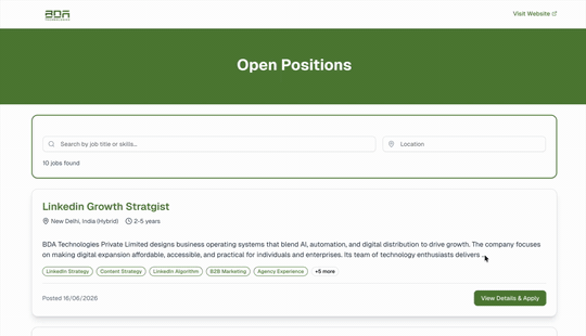 Career page setup animation